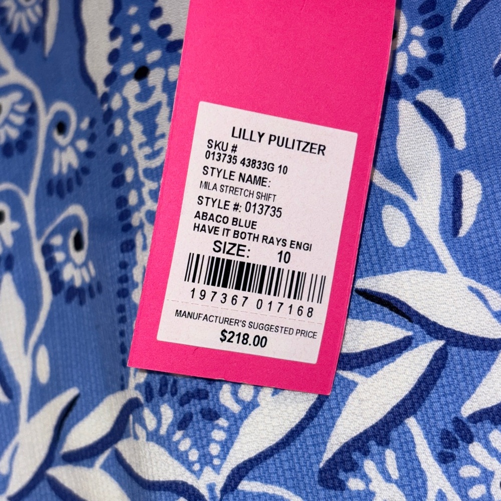 Lilly Pulitzer Mila Stretch Shift Abaco Blue Dress Size 10 NWT - Picture 4 of 4